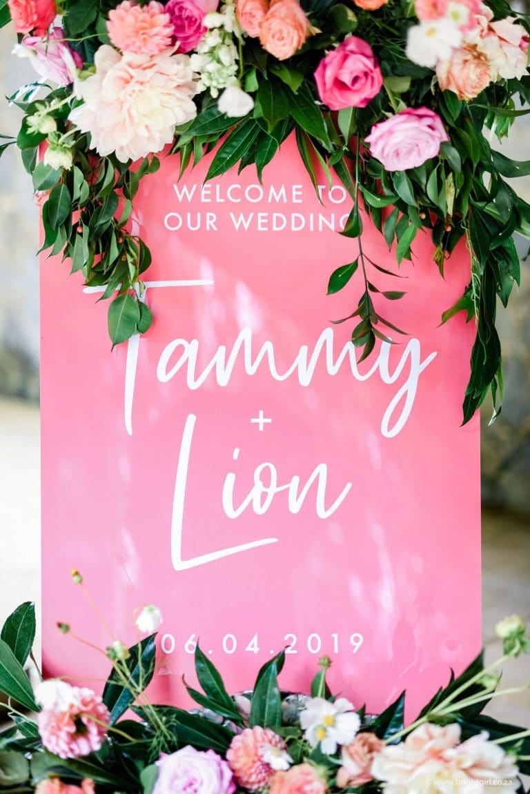 pink-and-floral-wedding-welcome-sign